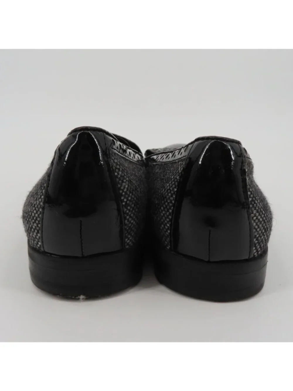 Franco Sarto Women 7.5 M TROLLEY Shiny Black Tweed Slip On Loafers Shoes Flats
